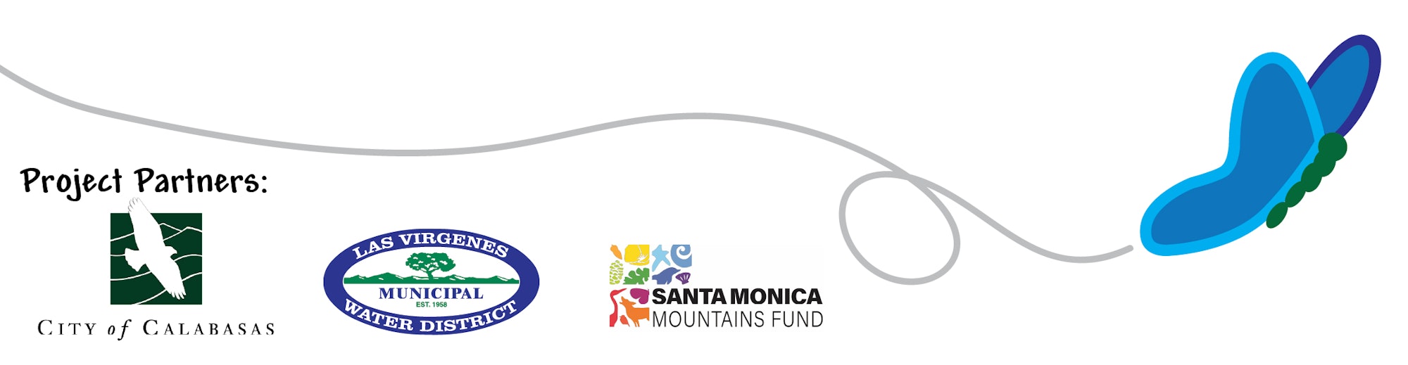 The image features logos of project partners: City of Calabasas, Las Virgenes Municipal Water District, and Santa Monica Mountains Fund.