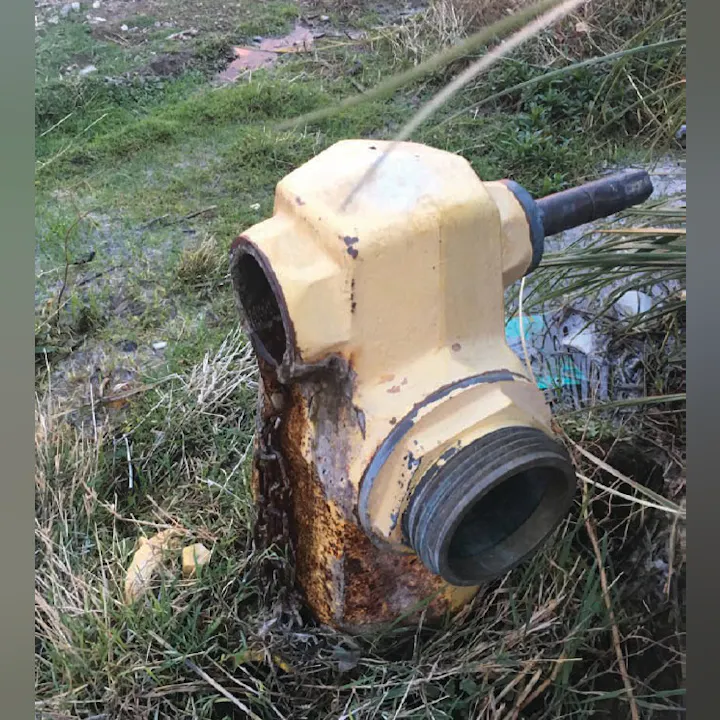 A damaged fire hydrant from unauthorized and improper use.