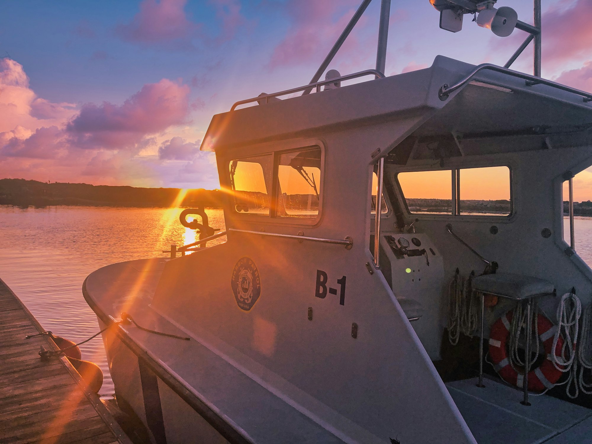 Sunset Picture of Ventura Harbor Patrol Fire Boat