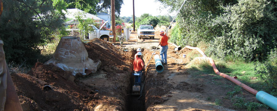 LOAPUD field crew replacing pipe: soil, human, and person