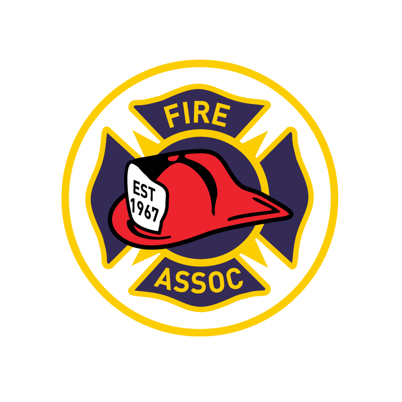 Maltese Cross log with firefighter's helmet