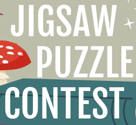 Text "Jigsaw Puzzle Contest" with a mushroom graphic.