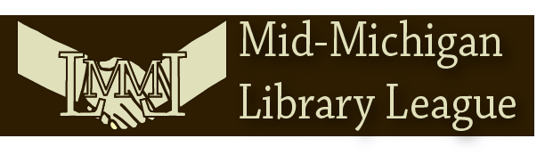 Logo of Mid-Michigan Library League featuring two shaking hands and the initials MML.