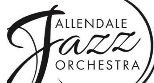 Allendale Jazz Orchestra logo, featuring elegant script and bold text.