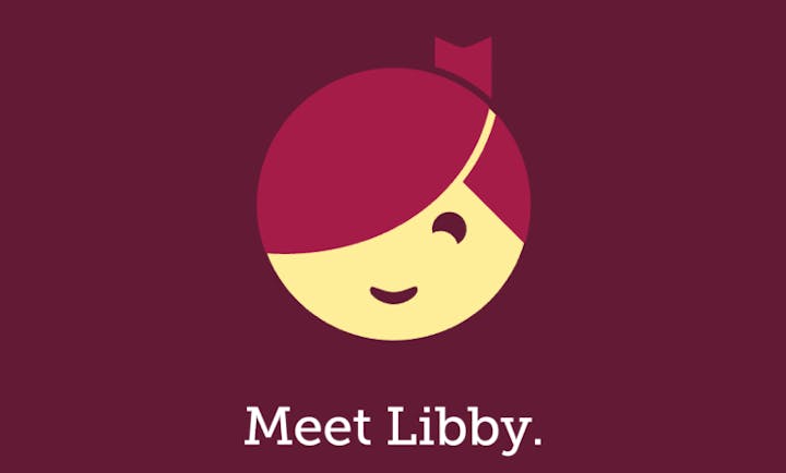 Stylized illustration of a girl's face with red hair and bow, smiling. Text reads "Meet Libby."