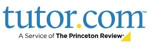 Logo of tutor.com with text "A Service of The Princeton Review."