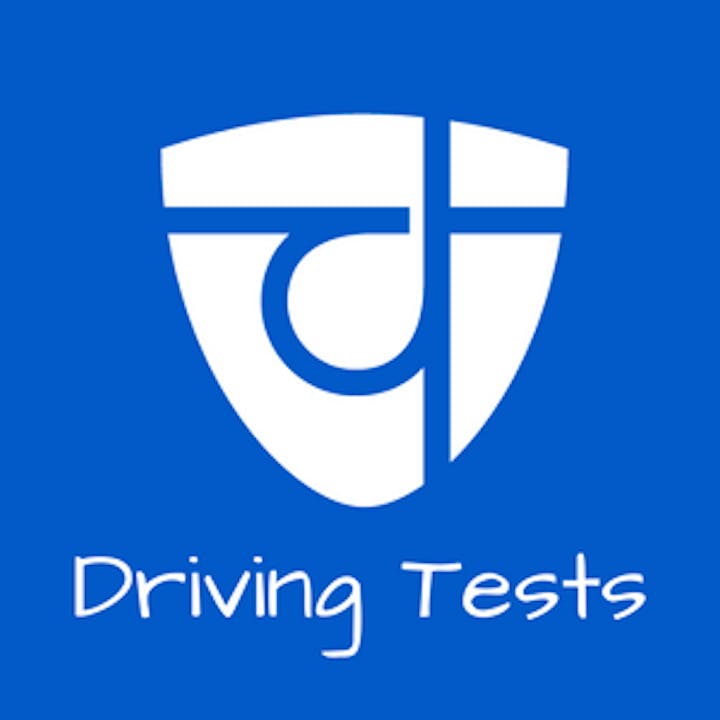 A blue shield logo with a stylized "DT" and the text "Driving Tests" below.