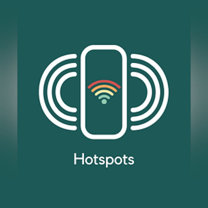 A smartphone icon with Wi-Fi waves labeled "Hotspots."