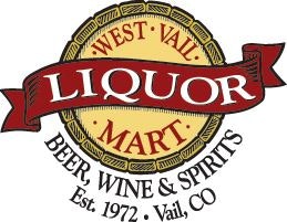 A logo for West Vail Liquor Mart, mentioning beer, wine, spirits, and establishment in 1972 in Vail, CO.
