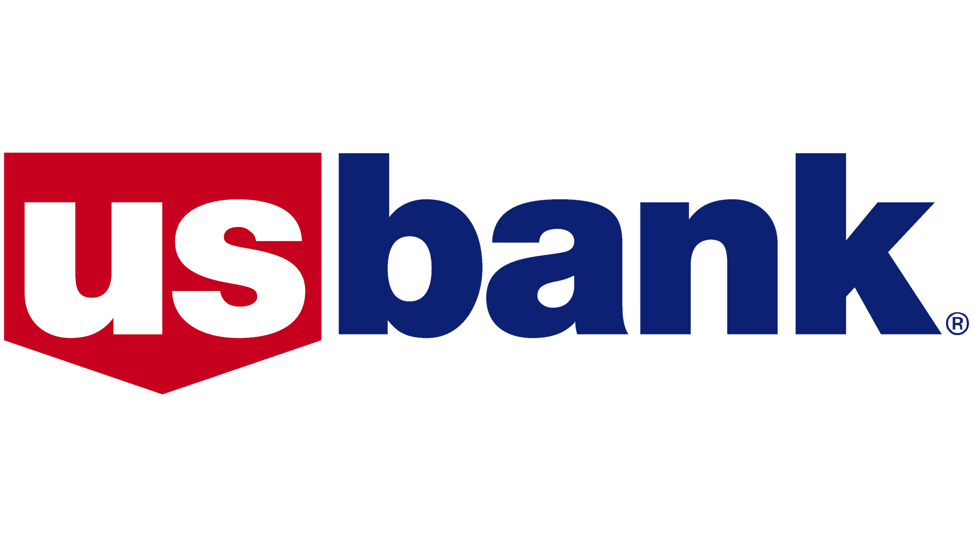 US Bank logo with "us" in white on a red shield and "bank" in blue text.