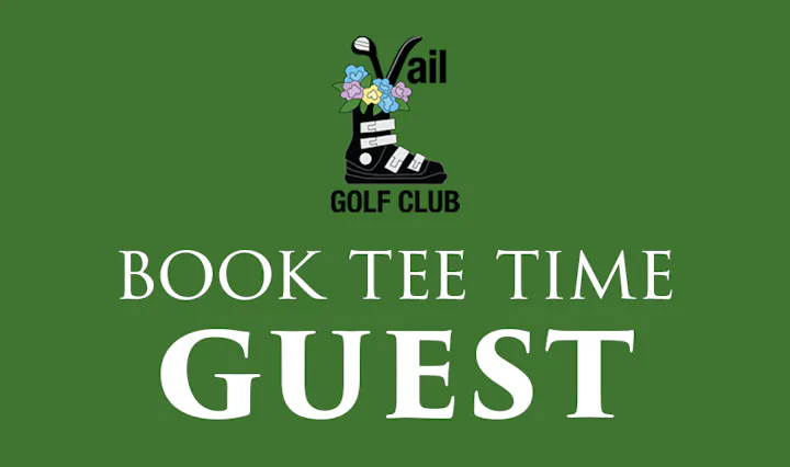 The image promotes tee time booking for guests at the Vail Golf Club.