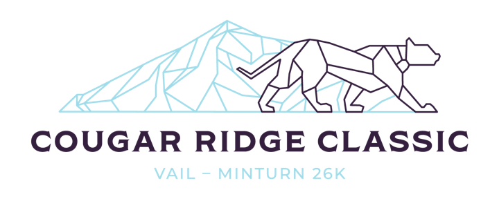 A graphic design of a mountain and a cougar with "COUGAR RIDGE CLASSIC VAIL – MINTURN 26K" text.