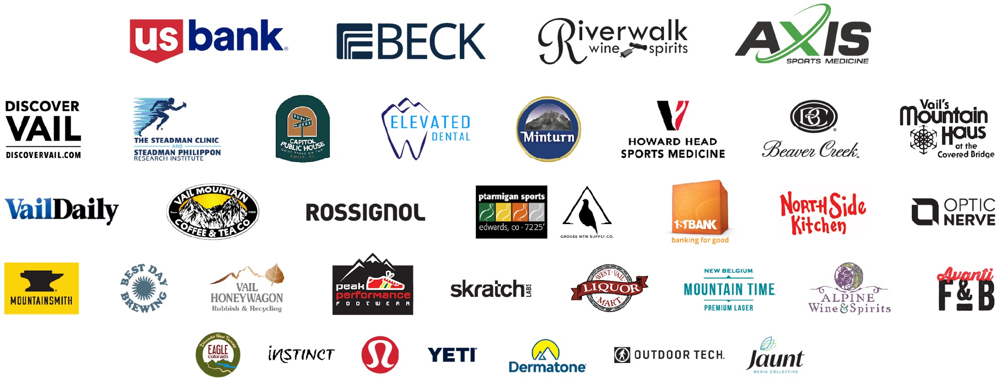The image showcases a variety of brand logos, likely representing sponsors or partners in a community or event context.