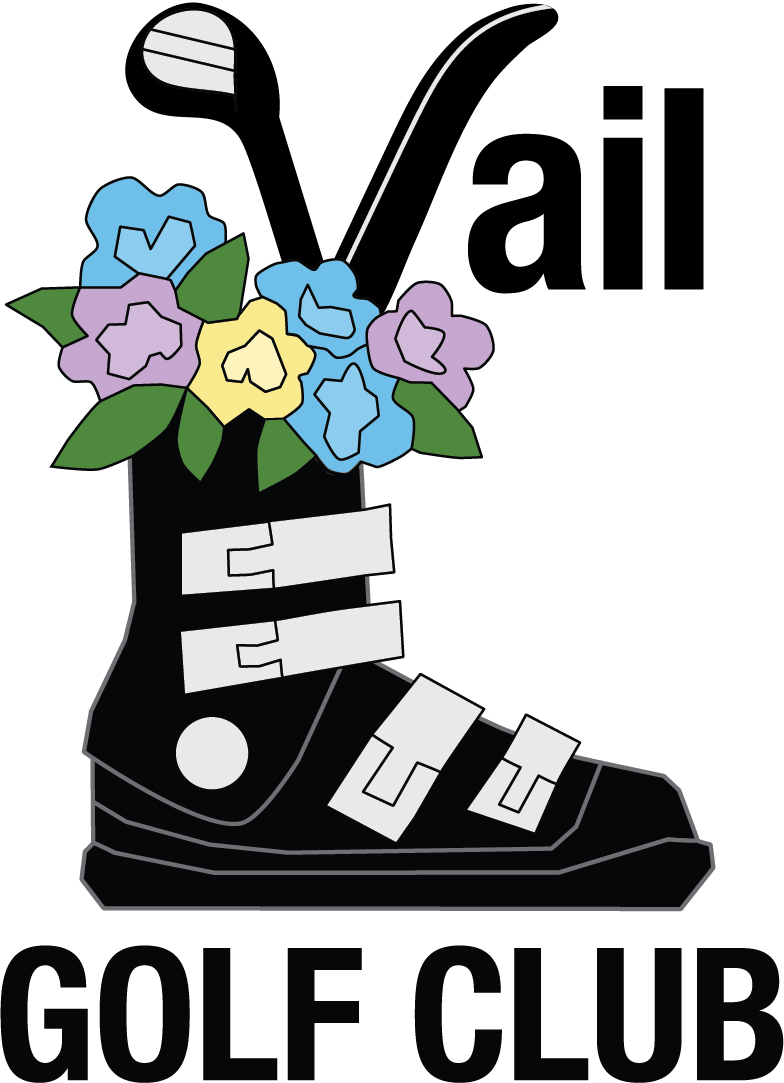Graphic of a sneaker with flowers and a golf ball on a tee, with the text "GOLF CLUB".