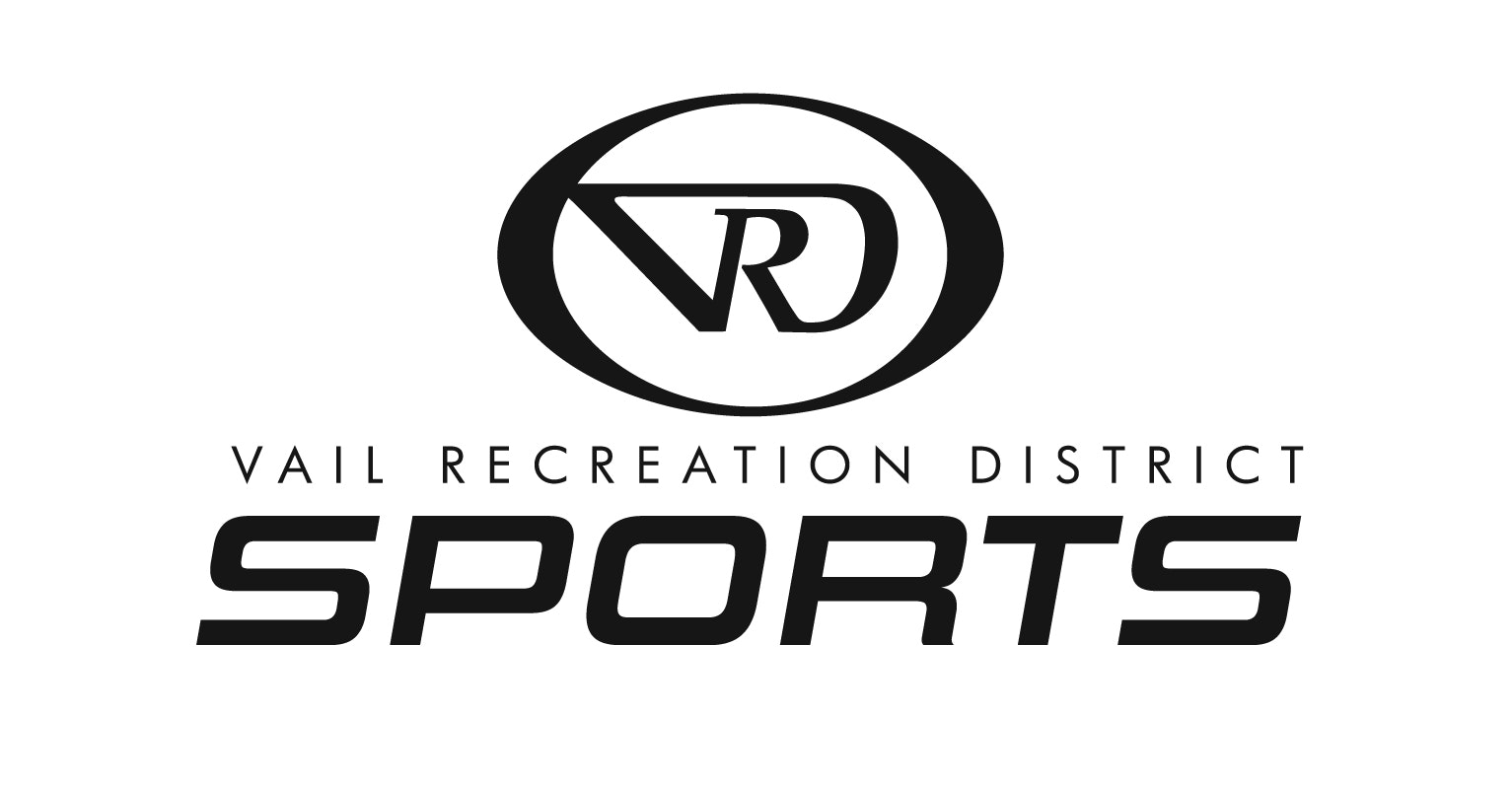 A logo for Vail Recreation District Sports with stylized 'VRD' letters inside a circle.