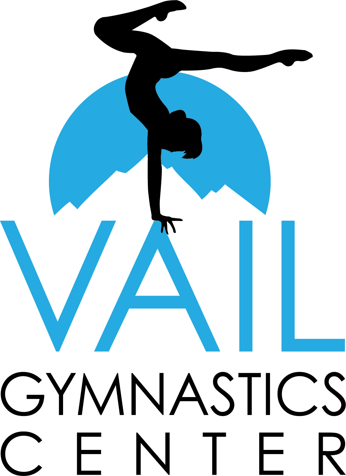 A logo with a silhouette of a skier above the word "VAIL" against a blue circle background.
