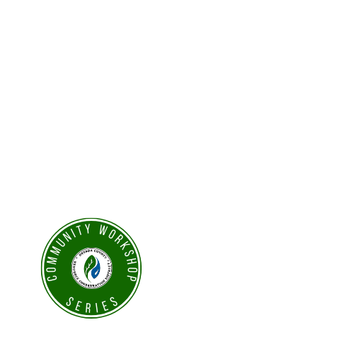 The image features a circular logo with the text "Community Workshop Series" and a central emblem, possibly related to a local initiative.