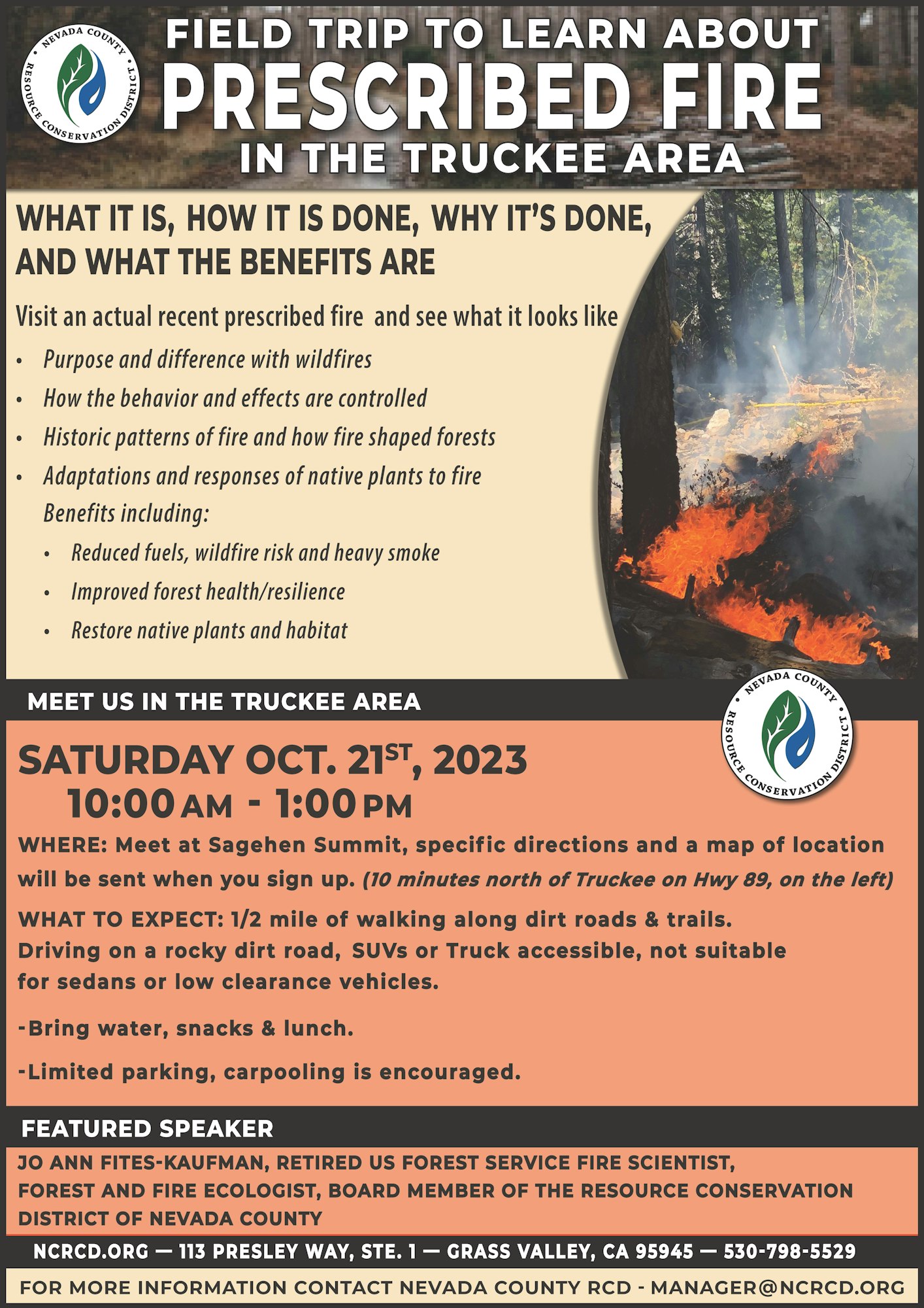 Prescribed Burn Education - Tour of site