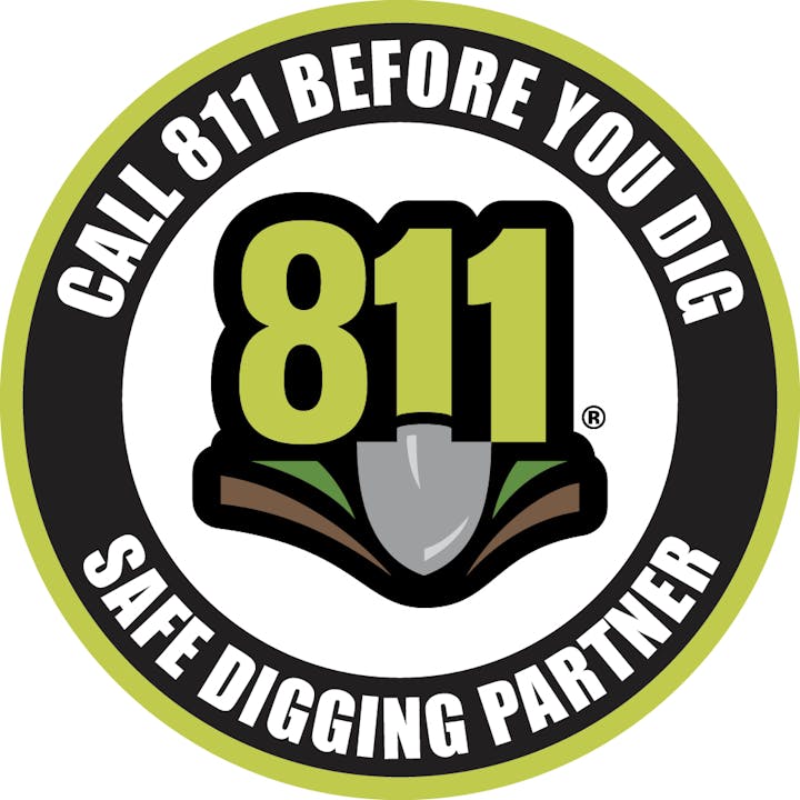 The image promotes calling 811 before digging for safety to avoid damaging underground utilities.