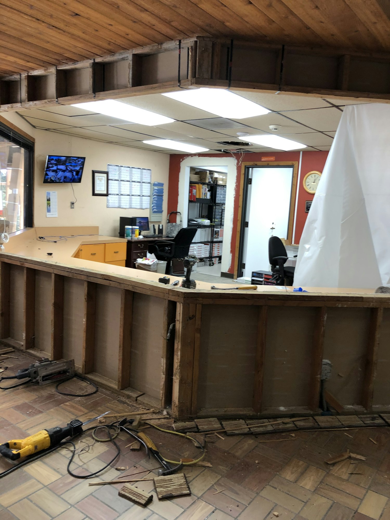 May contain: furniture, table, desk, wood, plywood, electronics, and computer