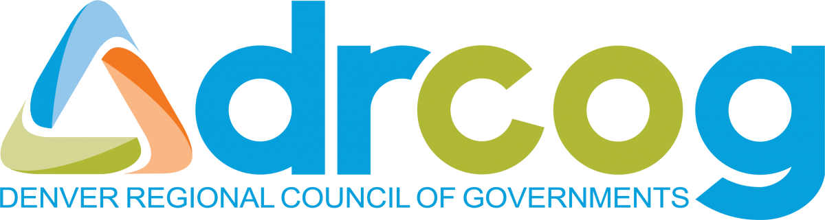 A logo with the text "Denver Regional Council of Governments" and the acronym "DRCOG" with a stylized graphic.
