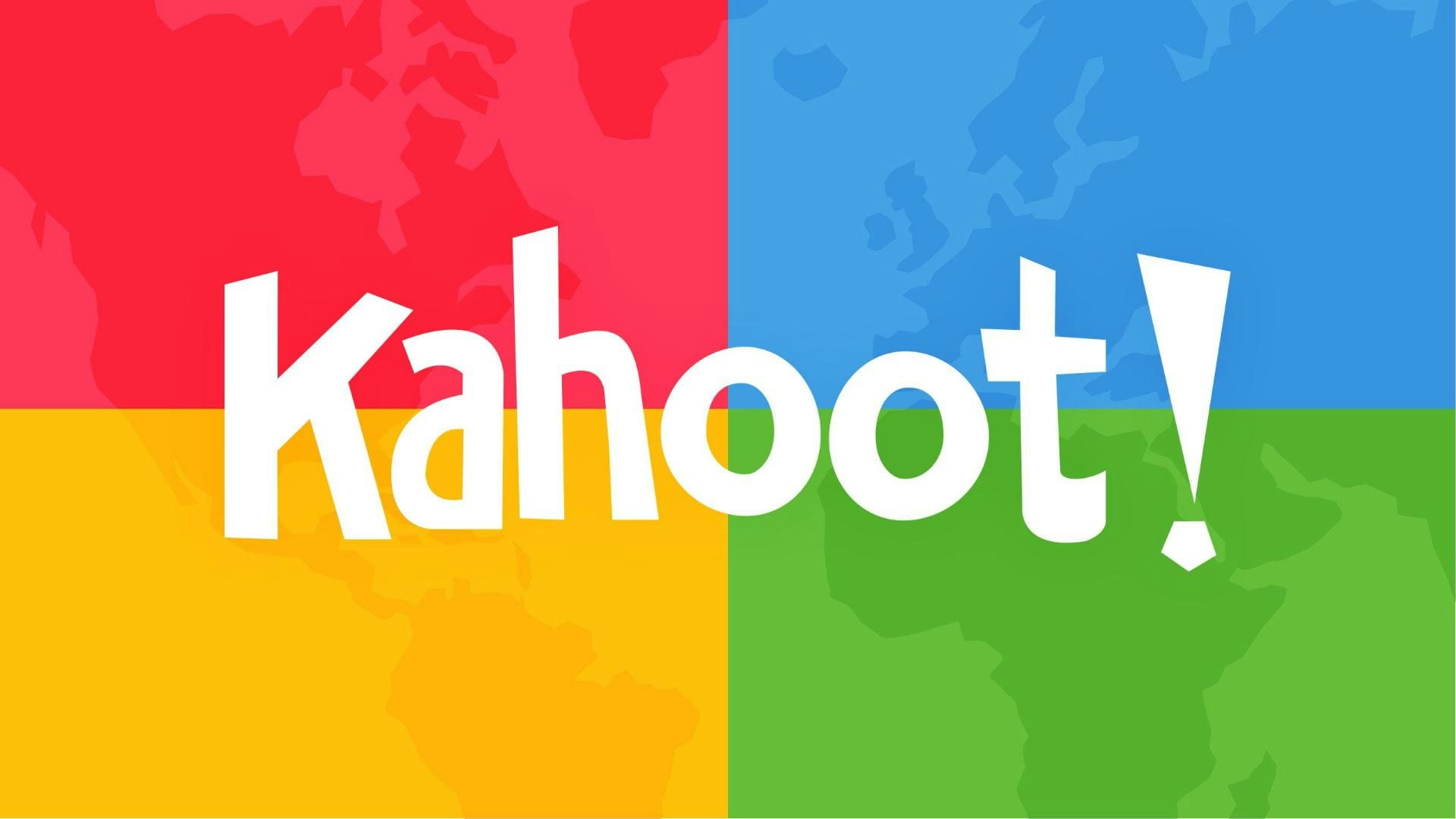 Colorful "Kahoot!" logo with red, blue, green, and yellow background.
