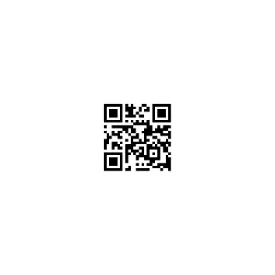 A black and white QR code centered on a plain background.