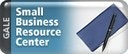 A sign for "Small Business Resource Center" with a pen graphic.