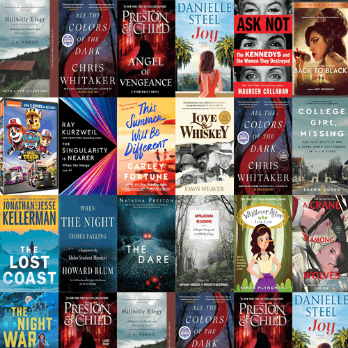 A collage of various book covers.