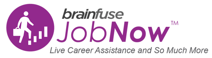 A logo for "Brainfuse JobNow" with a motif suggesting career growth and assistance.