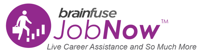 A logo for "Brainfuse JobNow" with a motif suggesting career growth and assistance.