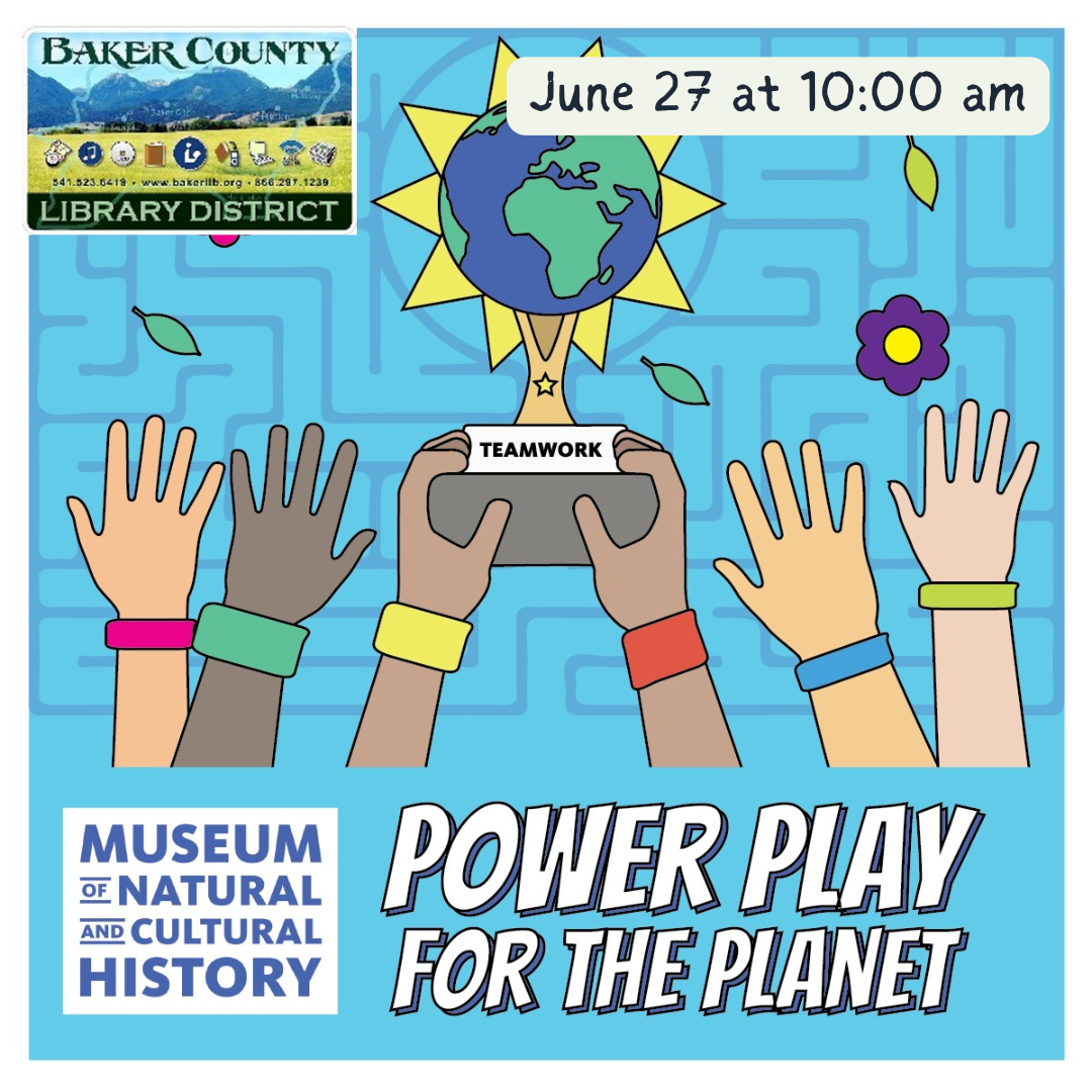 Event poster for "Power Play for the Planet" at the Museum of Natural and Cultural History, June 27, 10:00 AM.