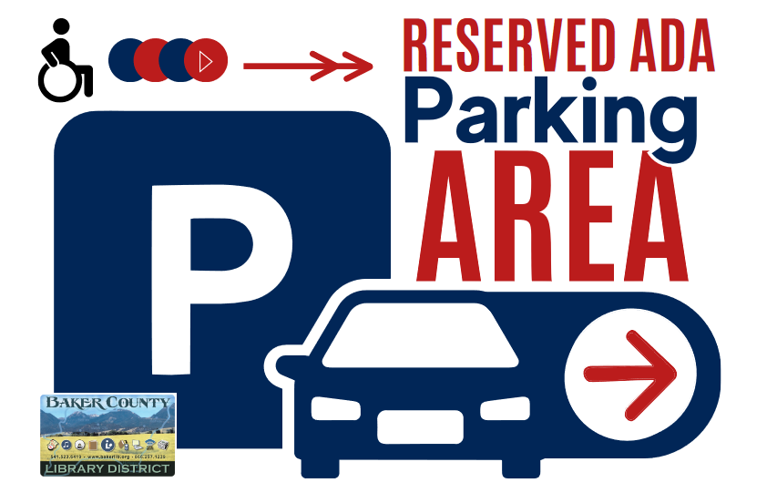 A sign indicating a reserved ADA parking area with symbols for accessibility, car, and directional arrows.