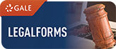 Logo for "GALE LEGALFORMS" with a gavel and documents, suggesting legal resources or services.