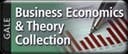 A sign for a "Business Economics & Theory Collection" with a bar chart and books.