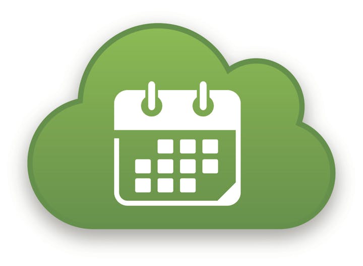 An icon combining a cloud and calendar, likely symbolizing cloud-based scheduling or calendar services.