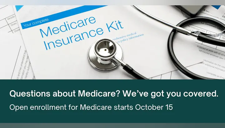 Medicare Insurance Kit with a stethoscope, enrollment starts October 15.