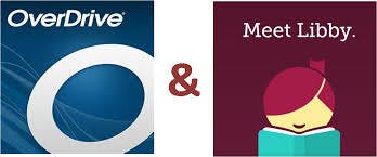 Logos of OverDrive & Libby, suggesting a connection between the two digital library platforms.