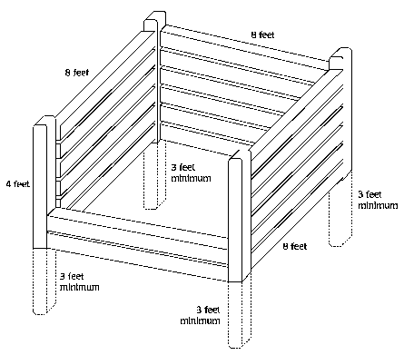 A 3D diagram of a wooden structure with labeled dimensions for height and width.