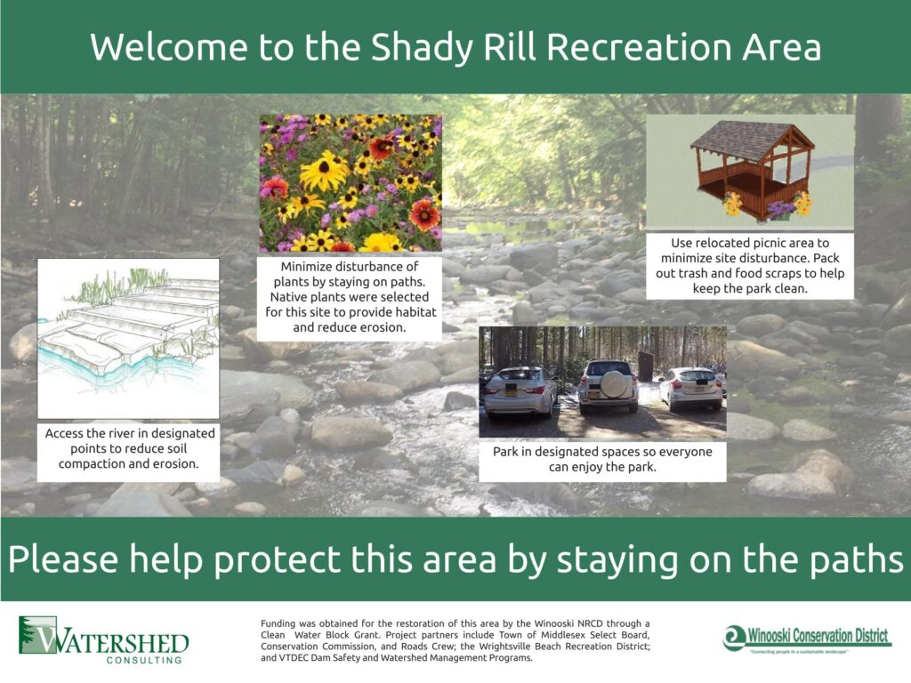 Welcome to Shady Rill Recreation Area. Stay on paths, use designated parking, and pack out trash to protect the environment.