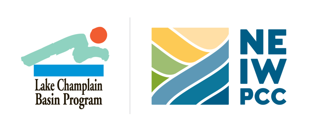 Logos of Lake Champlain Basin Program and NEIWPCC with abstract designs and text.