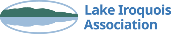 Logo of the Lake Iroquois Association with a stylized lake and hills inside an oval.