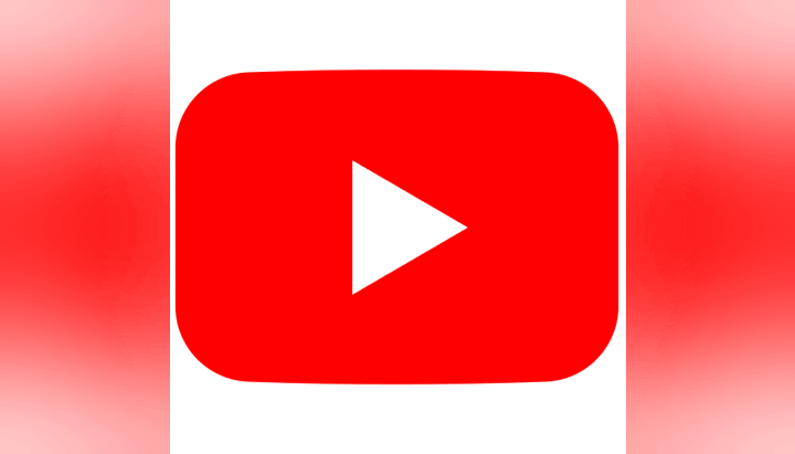A red rectangle with rounded edges featuring a white play button icon, resembling the YouTube logo.