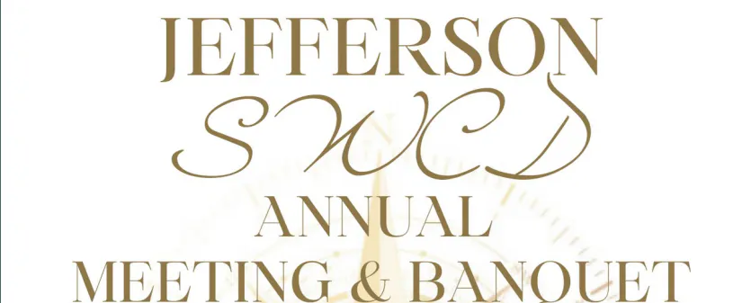 "Jefferson SWCD Annual Meeting & Banquet" in elegant brown lettering.