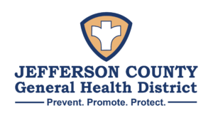 Logo of Jefferson County General Health District with a shield and cross symbol, slogan: "Prevent. Promote. Protect."