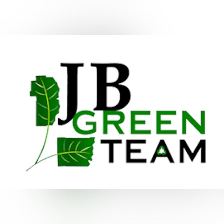 "JB Green Team" text with green leaf designs integrated into the letters.