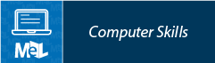 The image features a blue background with a computer icon and the text "Computer Skills."