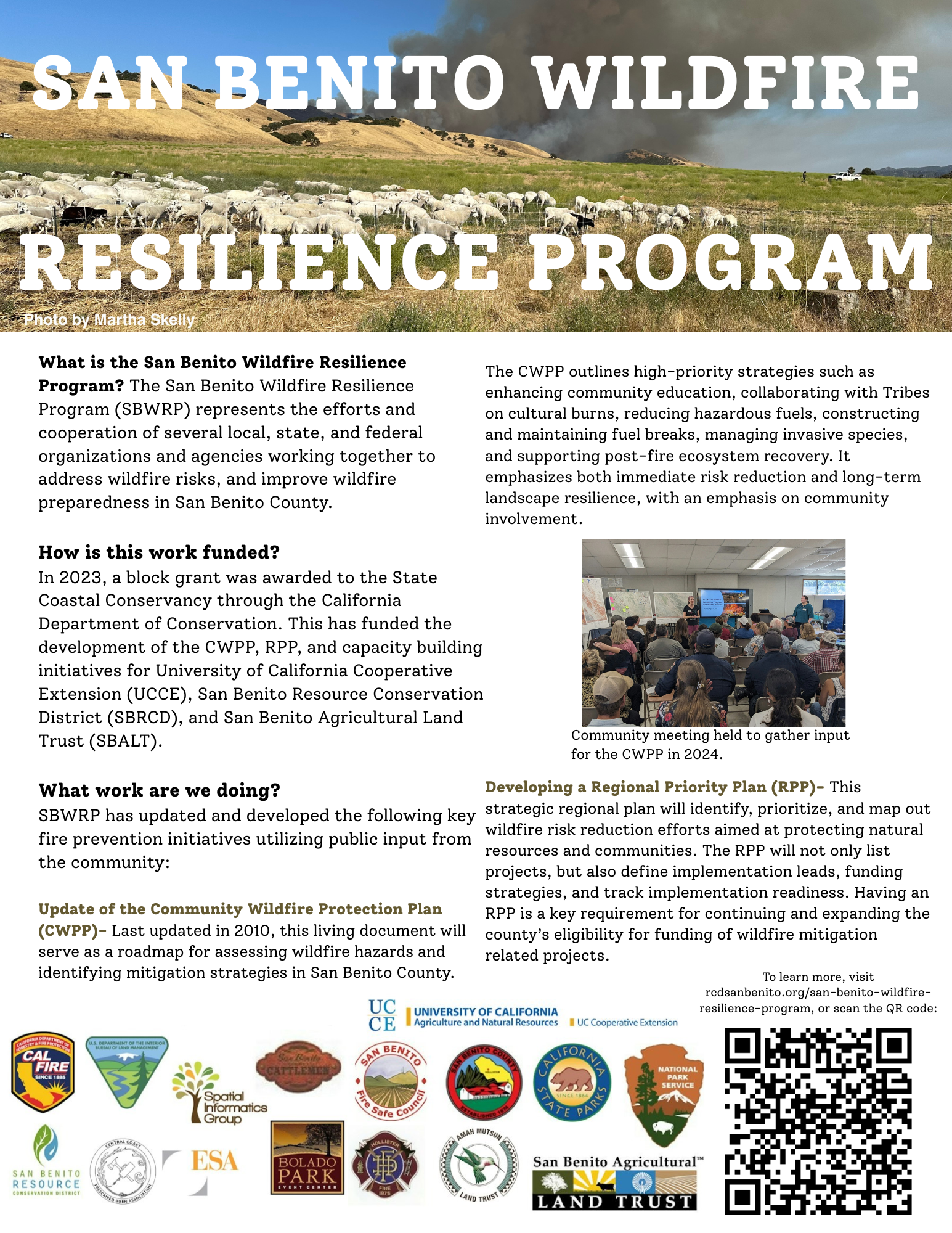 The San Benito Wildfire Resilience Program focuses on reducing wildfire risks through community education and strategic planning.