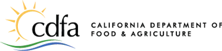 Logo of the California Department of Food and Agriculture with a stylized sun and green wave.