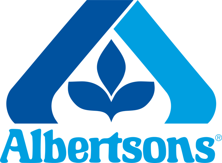 Albertsons logo with a blue "A" and a leaf design.